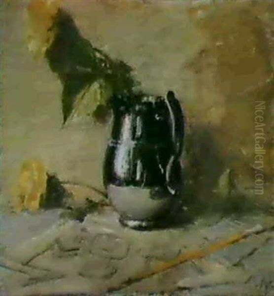 Still Life Of Yellow Roses In A Jug - view 1