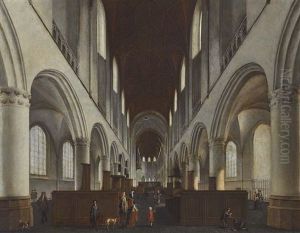 Inneres Von St. Bavo Zu Haarlem Mit Figurenstaffage