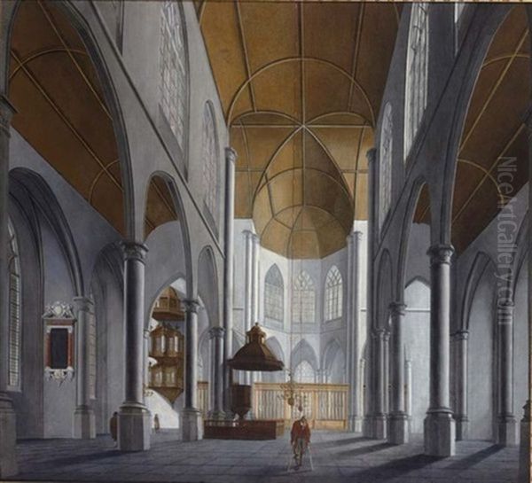 A Church Interior With A Crippled Man In The Foreground, And Other Figures In The Background - view 1