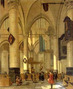 The Interior Of A Dutch Church by Isaac van Nickele
