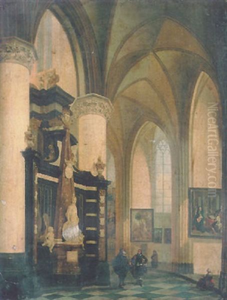 A Church Interior With Figures - view 1