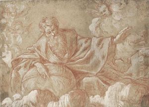 God The Father With Putti by Bartolomeo Biscaino