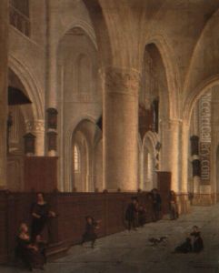 The Interior Of The St. Bavo Church In Haarlem by Isaac van Nickele