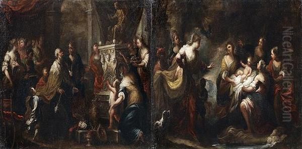 Salomon Sacrifiant Aux Idoles, Moise Sauve Des Eaux - view 1