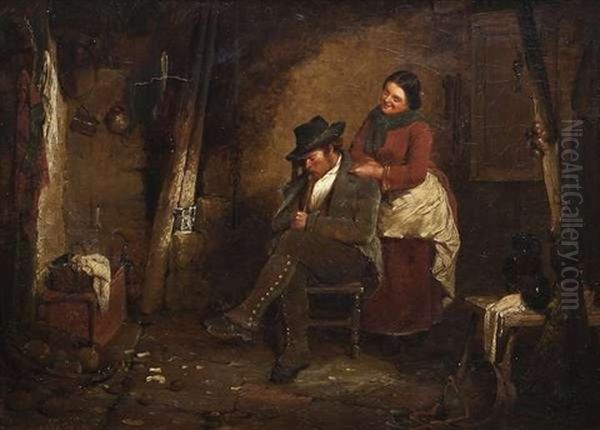 A Cottage Interior With A Man And A Woman - view 1
