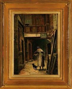 A Tramp Playing The Violin In A Passage by Erskine Nicol