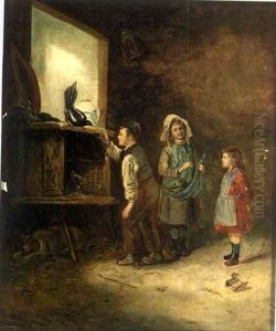 Children Feeeding Pigeons by Erskine Nicol