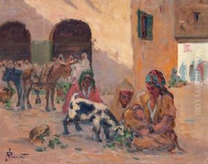 Scene De Marche Orientaliste by Paul Nicolai