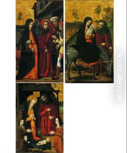 Scene De La Vie De La Vierge (+ 2 Others, Smaller; Set Of 3)