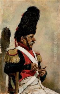 Granadero Sentado Con Pipa by Vicente Nicolau Cotanda