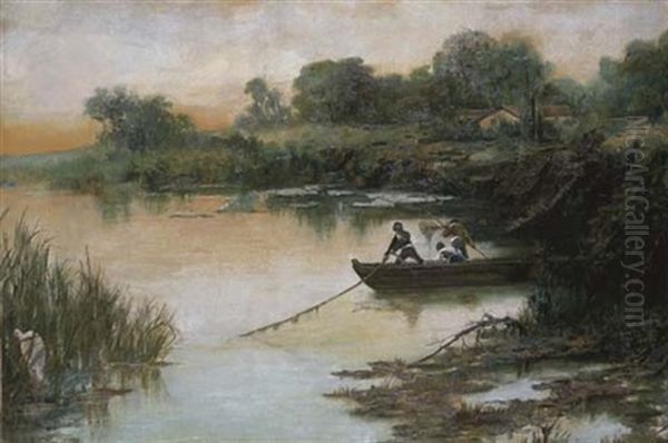 A River Landscape With Fishermen - view 1