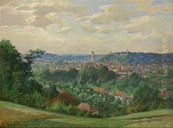 Blick Vom Ristal Auf Biberach Mit St. Martin, Gigele Und Weisem Turm - view 1