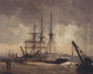 The "john Hasbrouck" In Port At Rouen by Emile Frederic Nicolle