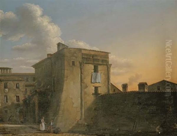 An Italianate Landscape With Figures (tempio Di Castore E Polluce At Cori) - view 1