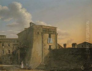An Italianate Landscape With Figures (tempio Di Castore E Polluce At Cori) An Italianate Landscape With Figures (tempio Di Castore E Polluce At Cori)