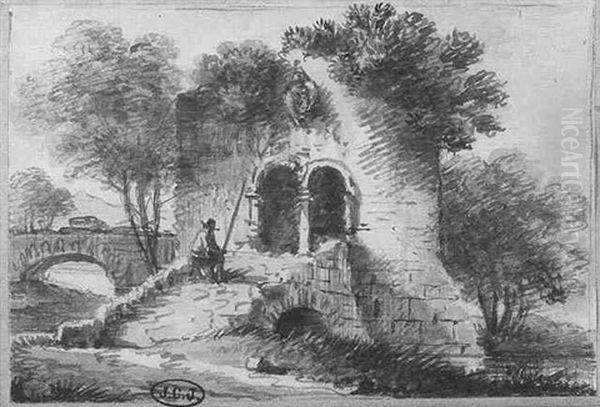 Landscape With A Man Near A Ruin - view 1