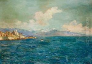 En Vue D'antibes A La Chaine Des Alpes by Francois Nicot