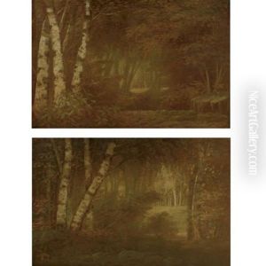 Landscape Mural (from The Dining Room Of The Sedgwick Brinsmaid House, Des Moines, Iowa) (+ Another; Pair) by George Mann Niedecken