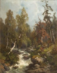 Torrent De Montagne by Francois Louis Fritz Niederhausern