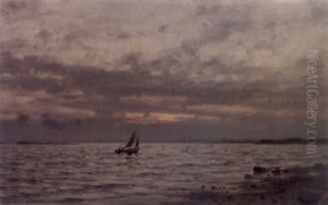 Aftenstemning Pa Fjorden by Amaldus Clarin Nielsen