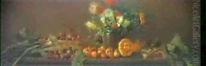 Stilleben Mit Blumen Und Fructen by Arthur Nielsen