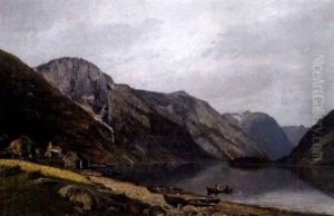 Fjordlandskap Med Bebyggelse by Carl Nielsen