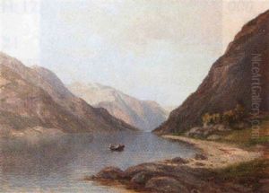 Vestlandsfjord Med Bat by Carl Nielsen