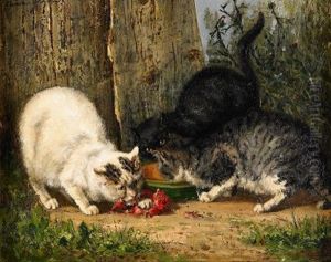 Katter Vid Matskalen by Clemence Nielssen