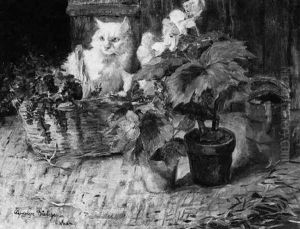 Stilleben Mit Katze by Clemence Nielssen
