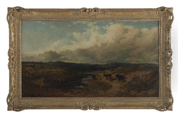 Extensive Highland Landscape With Cattle By A Stream - view 1