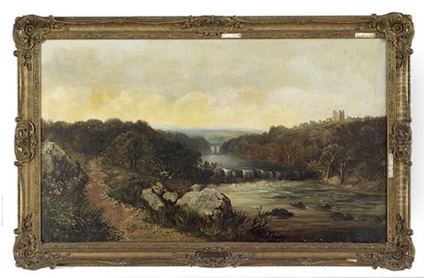 Yorkshire Landscape With Richmond Castle In The Distance - view 1
