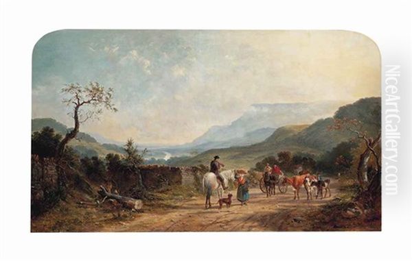 Travellers On A Beaten Track, An Extensive Landscape Beyond - view 1