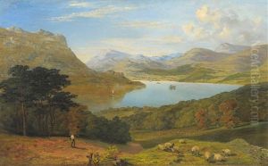 Lake District Landscape With A Woodman On A Sunlit Path