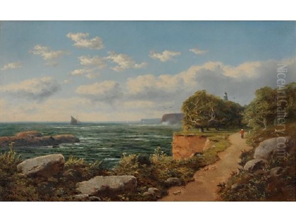 View Across A Bay, A Figure On A Path In The Foreground - view 1