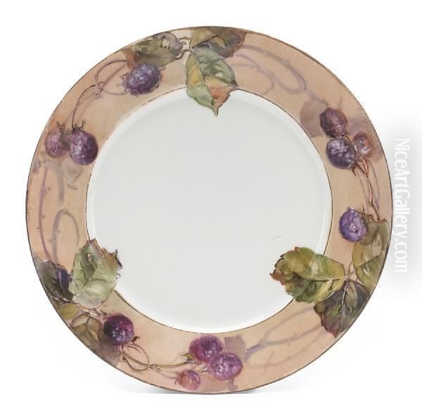 Plate With Blackberries And A Small Color Test Vase - view 1