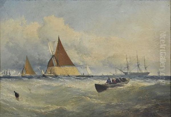 Hay Barge And Other Vessels On The Thames - view 1