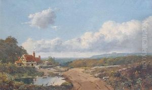 Cottage In A Moorland Landscape (+ Another; Pair) by Edmund John Niemann