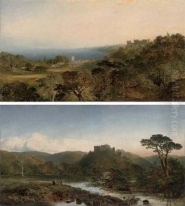 Dunster Castle, Somerset, Looking West Towards Dunkery Beacon (+ Dunster Castle From Grobfast Hill; Pair) by Edmund John Niemann