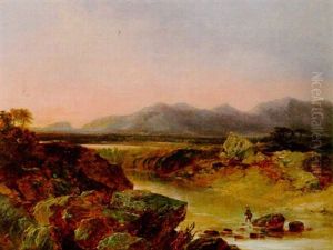 An Angler In A River Landscape An Angler In A River Landscape