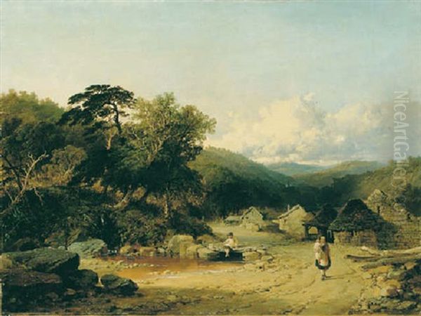 A Mountainous Landscape With A Mining Village In The Distance - view 1