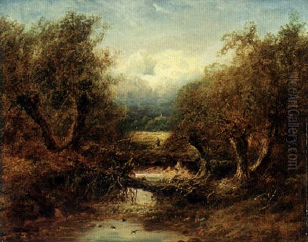 A Shepherd With His Flock In A Landscape - view 1
