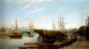 The Floating Harbour, Bristol, With The Remnants Of The Sloop "conflict" by Edmund John Niemann
