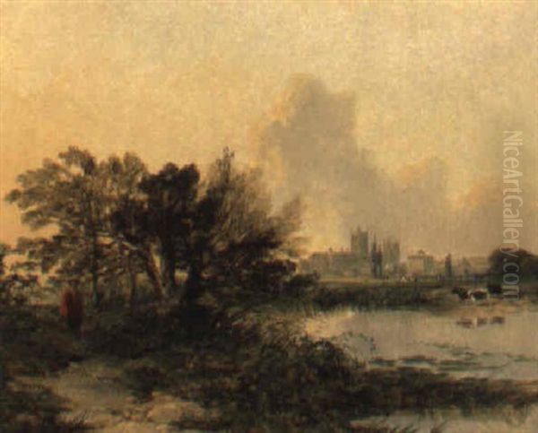 Canterbury From The Water Meadows - view 1