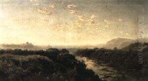 A River Landscape With A Castle Beyond A River Landscape With A Castle Beyond