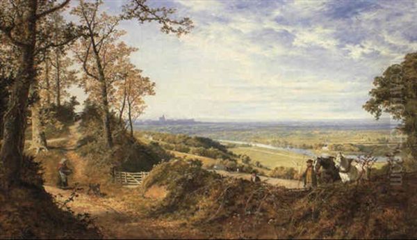 The Thames At Runnymeade From Coopers Hill, Windsor Castle In Distance - view 1