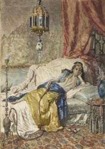 La Fumeuse De Narguile by Cesare Biseo