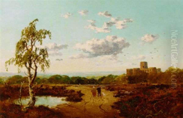 Figures On A Track In An Extensive Landscape, Richmond Castle, Yorkshire, Beyond - view 1