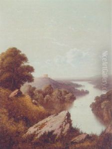 A Wooded River Valley With A Cathedral Beyond by Edward H. Niemann
