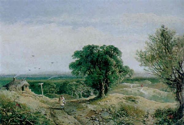 Figure On A Path In A Wooded Landscape - view 1