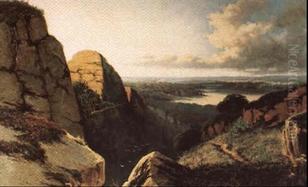 Extensive River Landscape, Possibly Derbyshire On The Derwent - view 1